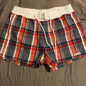 Sauvage Plaid Stretch Swim Trunks